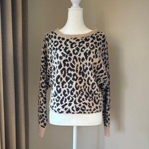 Jessica Simpson Animal Print Sweater in Black and Tan